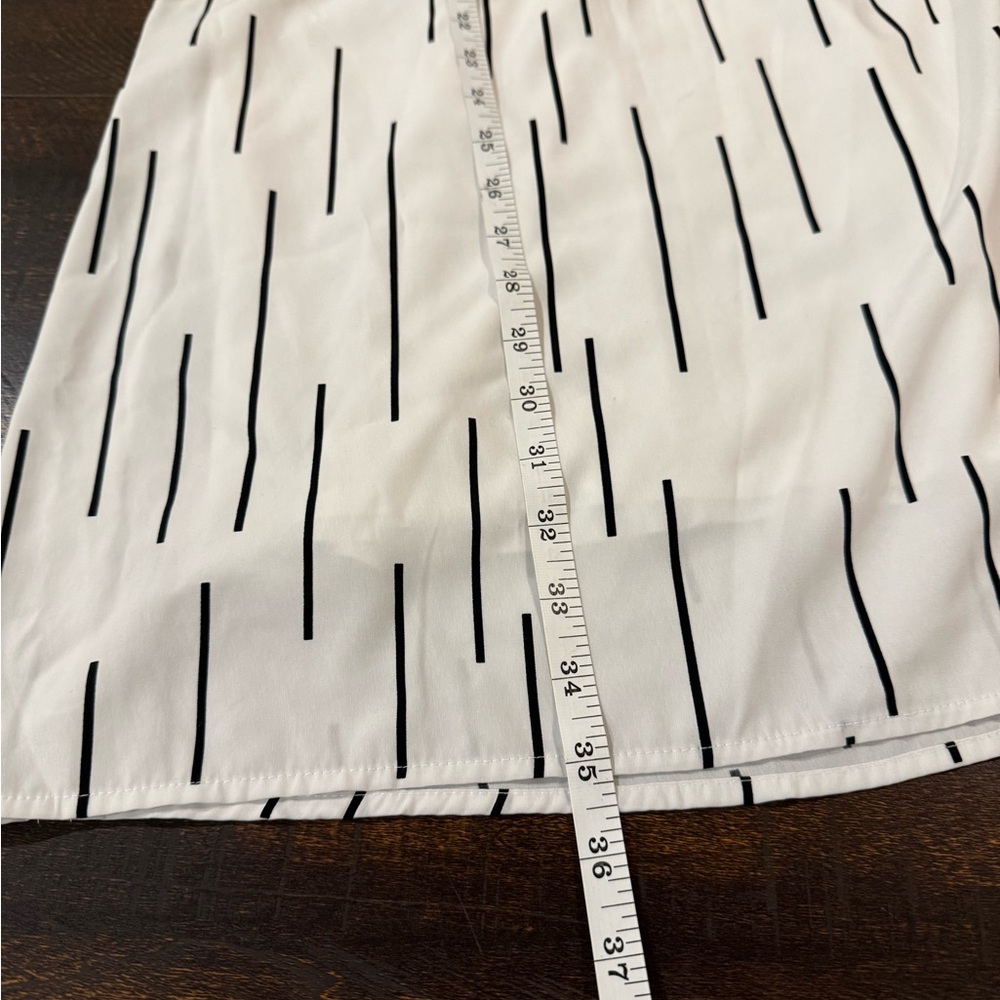 Alfani White Black Abstract Stripe Sleeveless Shift Dress Size 2 - Picture 7 of 11